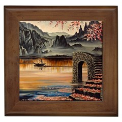 Japanese Lake Of Tranquility Framed Tiles by ArtByThree