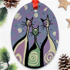 Cats Ornament (oval)  by Valentinaart