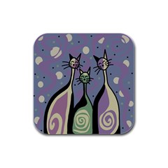 Cats Rubber Square Coaster (4 Pack)  by Valentinaart