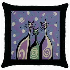 Cats Throw Pillow Case (black) by Valentinaart