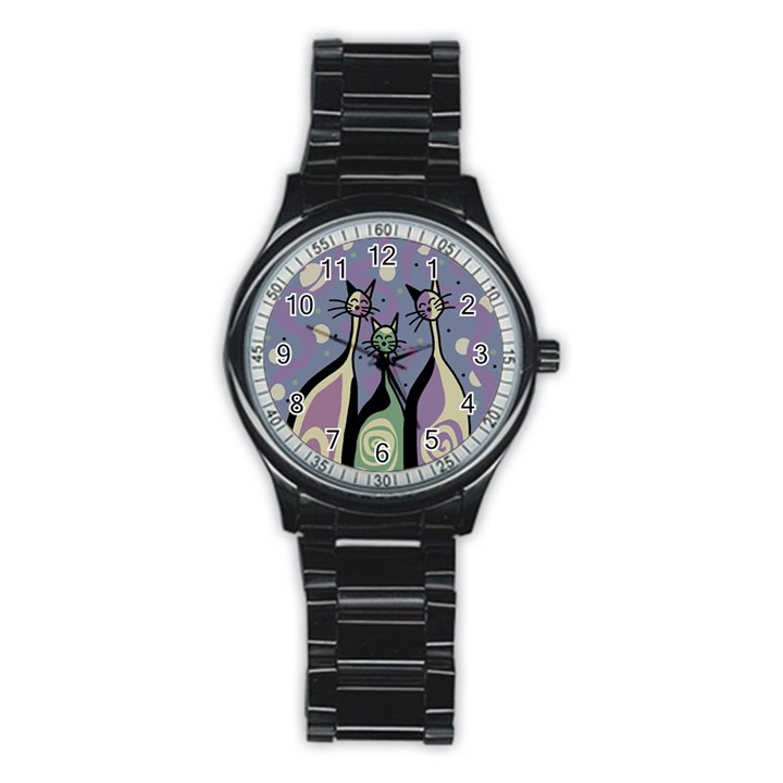 Cats Stainless Steel Round Watch