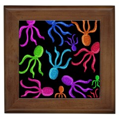 Colorful octopuses pattern Framed Tiles