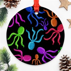 Colorful octopuses pattern Ornament (Round) 