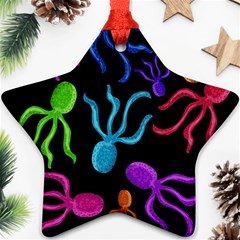 Colorful octopuses pattern Ornament (Star) 