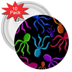 Colorful octopuses pattern 3  Buttons (10 pack) 