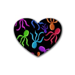 Colorful octopuses pattern Rubber Coaster (Heart) 