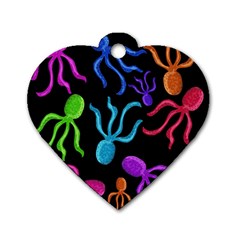 Colorful octopuses pattern Dog Tag Heart (One Side)