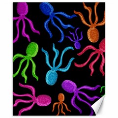 Colorful octopuses pattern Canvas 11  x 14  