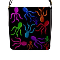 Colorful octopuses pattern Flap Messenger Bag (L) 