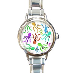 Octopuses Pattern Round Italian Charm Watch by Valentinaart