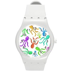 Octopuses Pattern Round Plastic Sport Watch (m) by Valentinaart