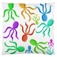 Octopuses Pattern Large Flano Cushion Case (two Sides) by Valentinaart