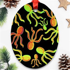 Octopuses Pattern 2 Ornament (oval)  by Valentinaart