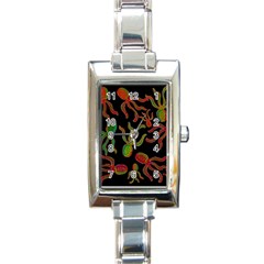 Octopuses Pattern 4 Rectangle Italian Charm Watch by Valentinaart