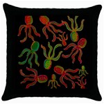 Octopuses pattern 4 Throw Pillow Case (Black) Front