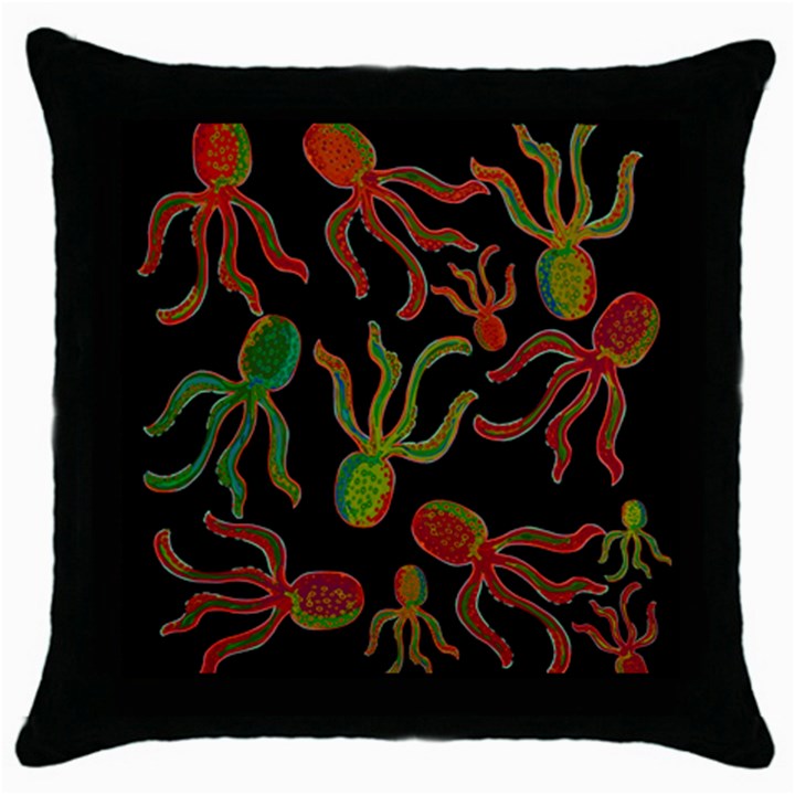 Octopuses pattern 4 Throw Pillow Case (Black)