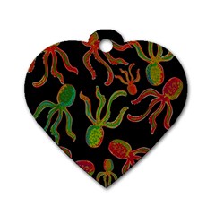 Octopuses Pattern 4 Dog Tag Heart (two Sides) by Valentinaart