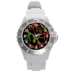 Octopuses Pattern 4 Round Plastic Sport Watch (l) by Valentinaart