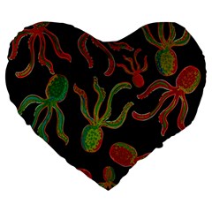 Octopuses Pattern 4 Large 19  Premium Heart Shape Cushions by Valentinaart