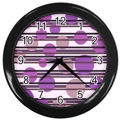 Purple Simple Pattern Wall Clocks (black) by Valentinaart