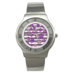 Purple Simple Pattern Stainless Steel Watch by Valentinaart