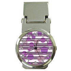 Purple Simple Pattern Money Clip Watches by Valentinaart