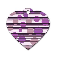 Purple Simple Pattern Dog Tag Heart (one Side) by Valentinaart