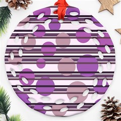 Purple Simple Pattern Round Filigree Ornament (2side) by Valentinaart