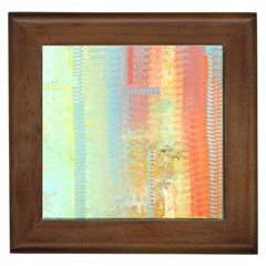 Unique Abstract In Green, Blue, Orange, Gold Framed Tiles by digitaldivadesigns