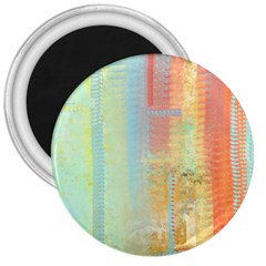 Unique Abstract In Green, Blue, Orange, Gold 3  Magnets by digitaldivadesigns