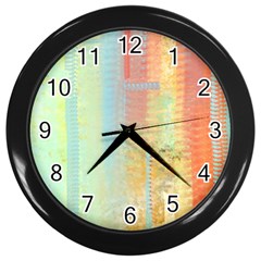 Unique Abstract In Green, Blue, Orange, Gold Wall Clocks (black) by digitaldivadesigns