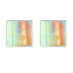 Unique Abstract In Green, Blue, Orange, Gold Cufflinks (square) by digitaldivadesigns