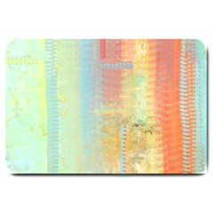 Unique Abstract In Green, Blue, Orange, Gold Large Doormat  by digitaldivadesigns