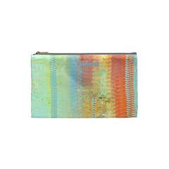 Unique Abstract In Green, Blue, Orange, Gold Cosmetic Bag (small)  by digitaldivadesigns