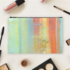 Unique Abstract In Green, Blue, Orange, Gold Cosmetic Bag (large)  by digitaldivadesigns