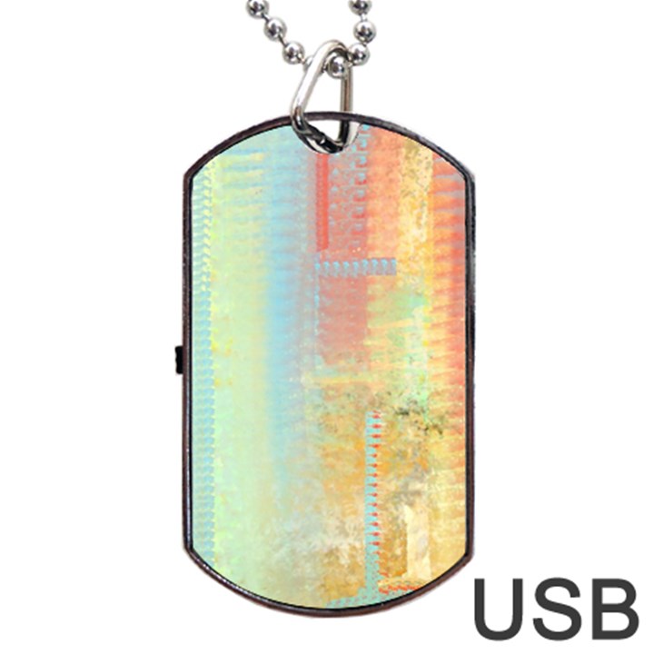 Unique abstract in green, blue, orange, gold Dog Tag USB Flash (One Side)