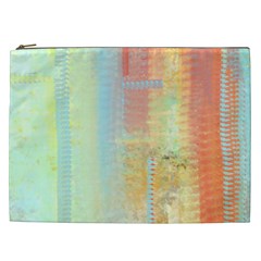 Unique Abstract In Green, Blue, Orange, Gold Cosmetic Bag (xxl)  by digitaldivadesigns