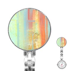 Unique Abstract In Green, Blue, Orange, Gold Stainless Steel Nurses Watch by digitaldivadesigns