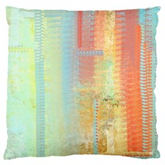 Unique Abstract In Green, Blue, Orange, Gold Large Flano Cushion Case (two Sides) by digitaldivadesigns