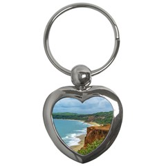 Aerial Seascape Scene Pipa Brazil Key Chains (heart)  by dflcprints