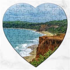 Aerial Seascape Scene Pipa Brazil Jigsaw Puzzle (heart) by dflcprints