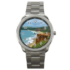 Aerial Seascape Scene Pipa Brazil Sport Metal Watch by dflcprints