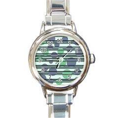 Green simple pattern Round Italian Charm Watch