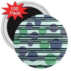 Green Simple Pattern 3  Magnets (100 Pack)