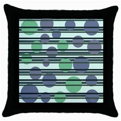 Green Simple Pattern Throw Pillow Case (black) by Valentinaart