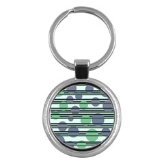 Green Simple Pattern Key Chains (round)  by Valentinaart