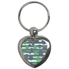 Green Simple Pattern Key Chains (heart)  by Valentinaart