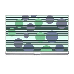 Green Simple Pattern Business Card Holders by Valentinaart