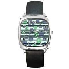 Green simple pattern Square Metal Watch