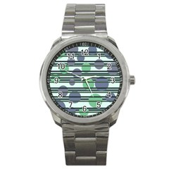 Green simple pattern Sport Metal Watch